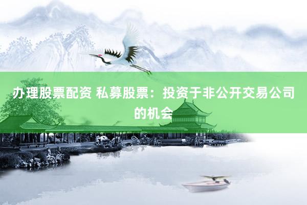 办理股票配资 私募股票：投资于非公开交易公司的机会